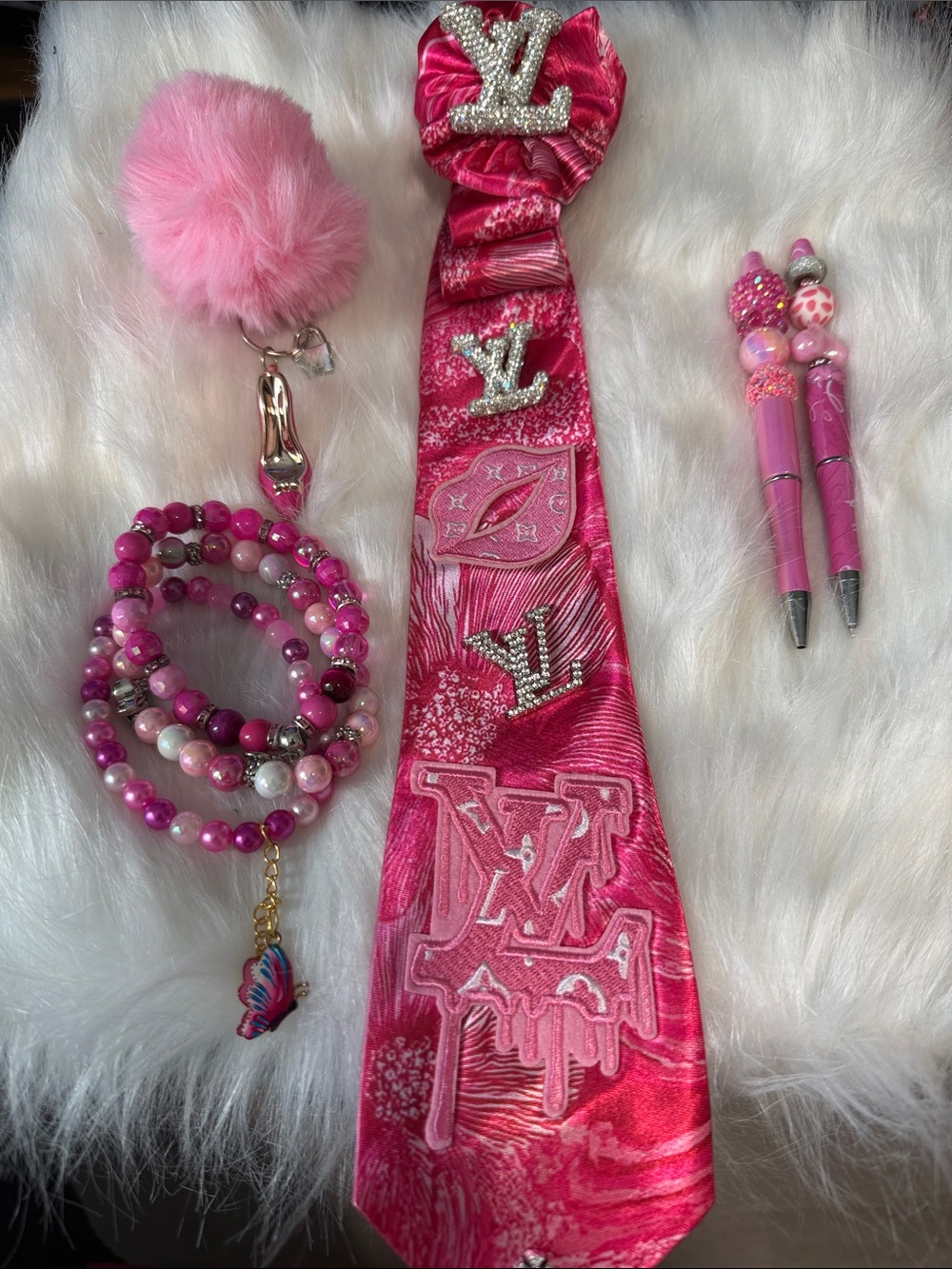 Pink Designer Logo Tie for Kids